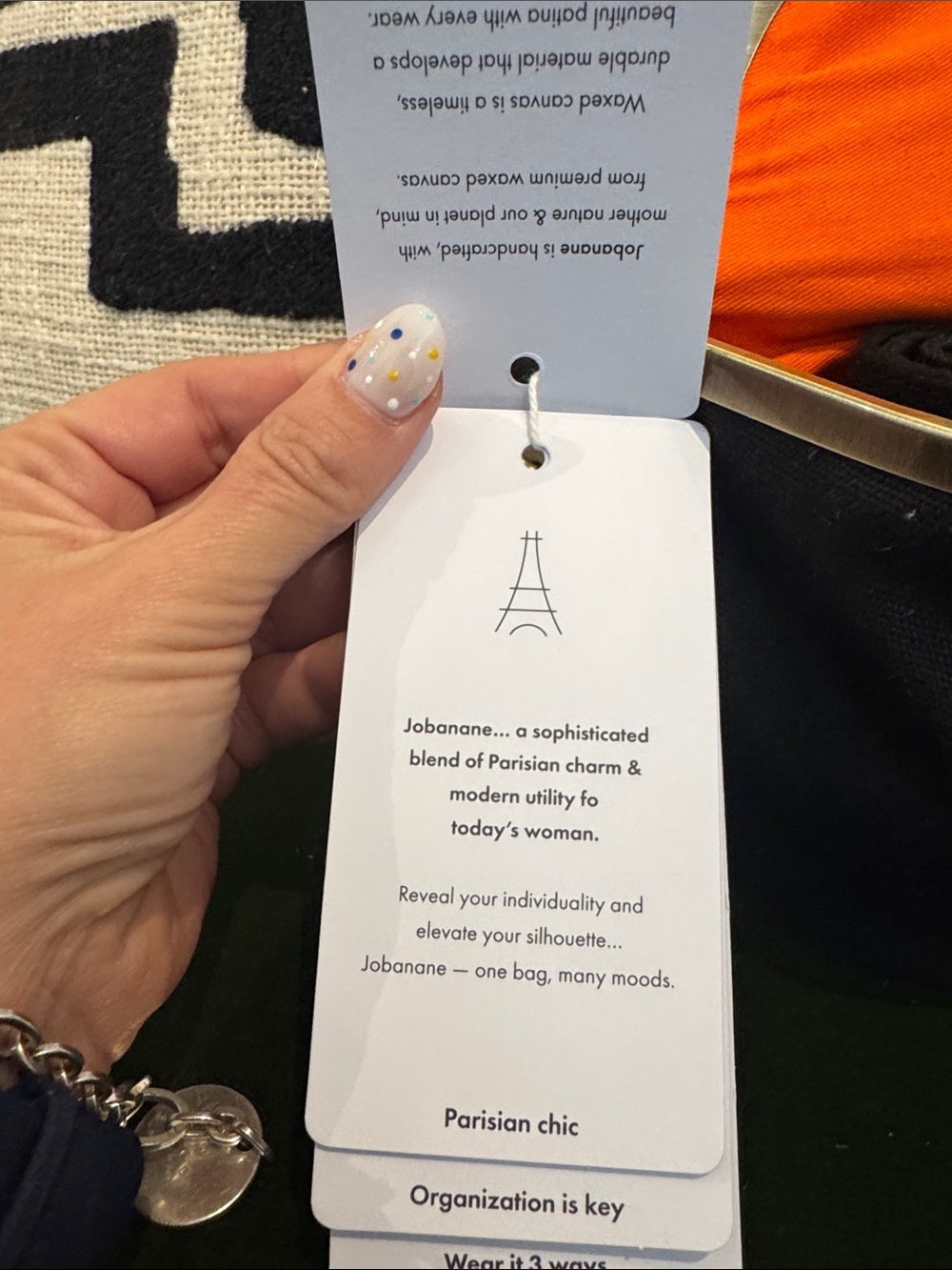 Jobanane Parisian Chic Black Bag with Orange Lining - Picture 4 of 4